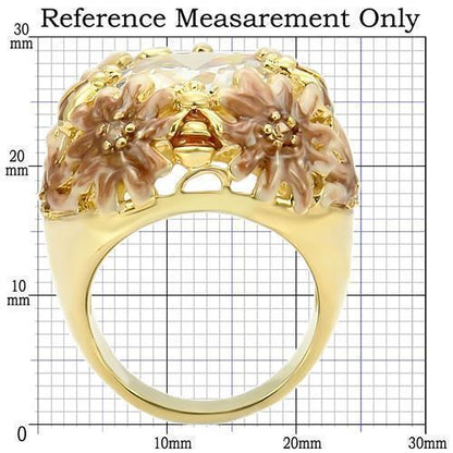 0W203 - Matte Gold &amp; Gold Brass Ring with AAA Grade CZ  in Clear Size 7