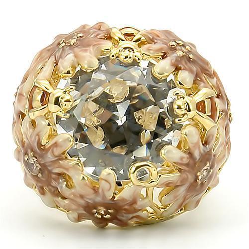 0W203 - Matte Gold &amp; Gold Brass Ring with AAA Grade CZ  in Clear Size 7