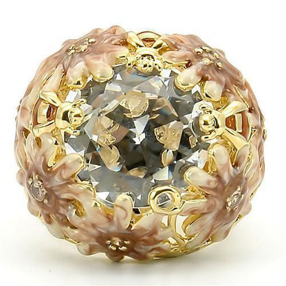 0W203 - Matte Gold &amp; Gold Brass Ring with AAA Grade CZ  in Clear Size 7