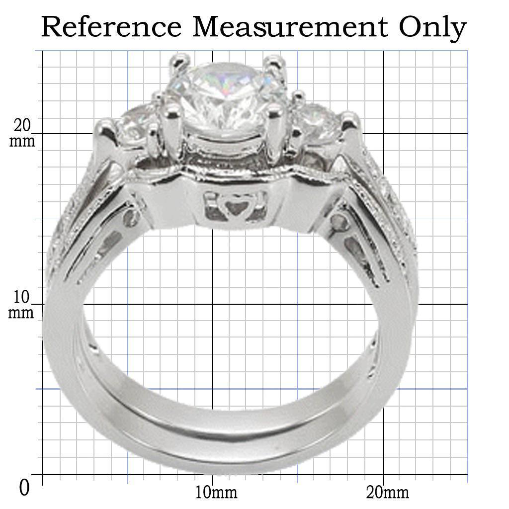 Rhodium Brass Ring with AAA Grade CZ in Clear Size 5