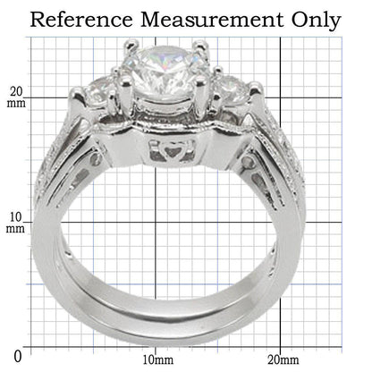 Rhodium Brass Ring with AAA Grade CZ in Clear Size 5