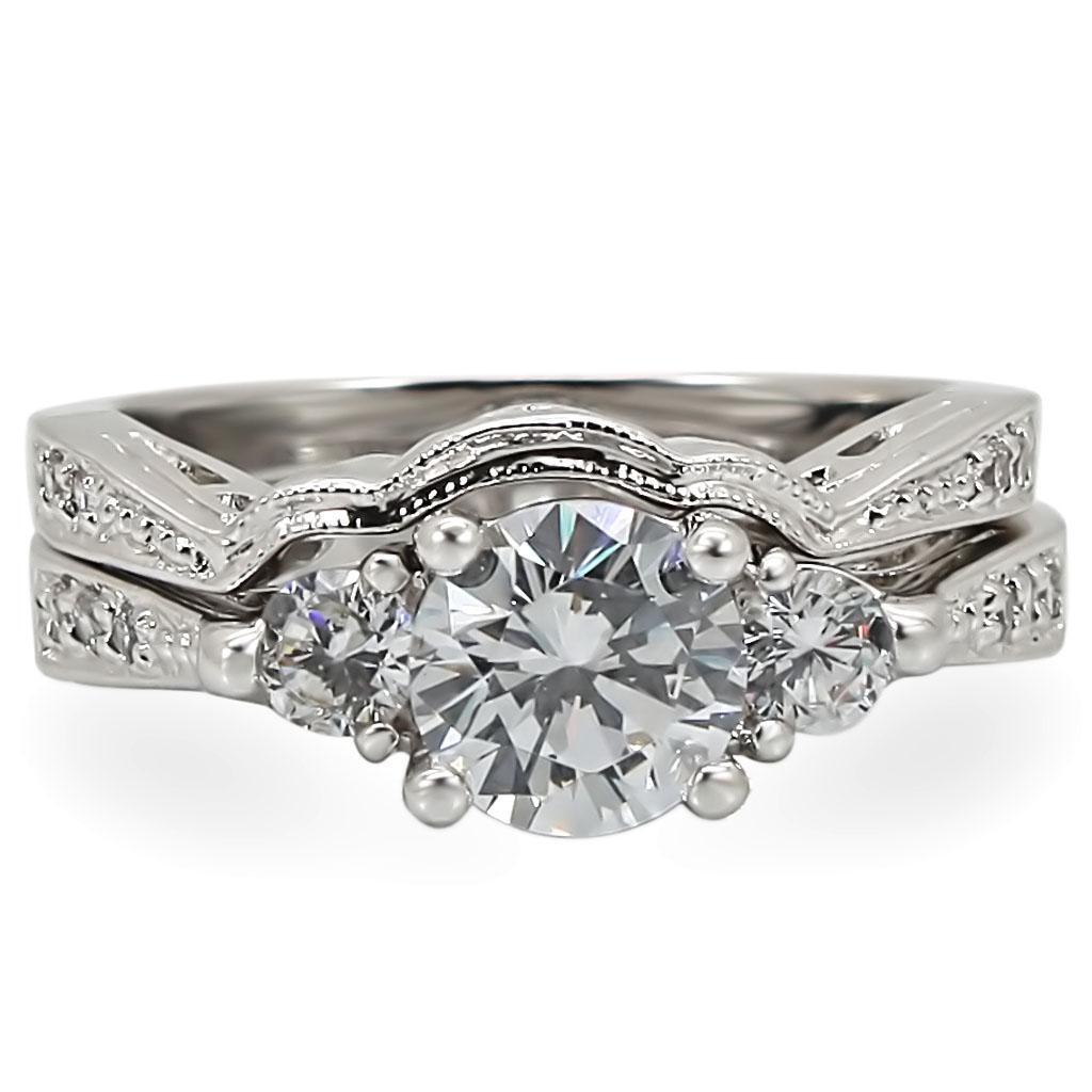Rhodium Brass Ring with AAA Grade CZ in Clear Size 5