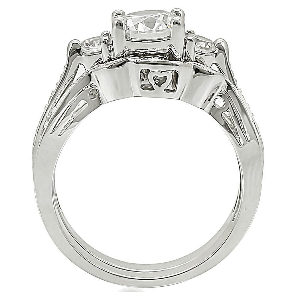 Rhodium Brass Ring with AAA Grade CZ in Clear Size 5