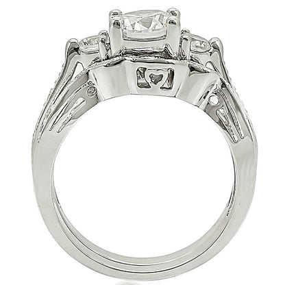 Rhodium Brass Ring with AAA Grade CZ in Clear Size 5