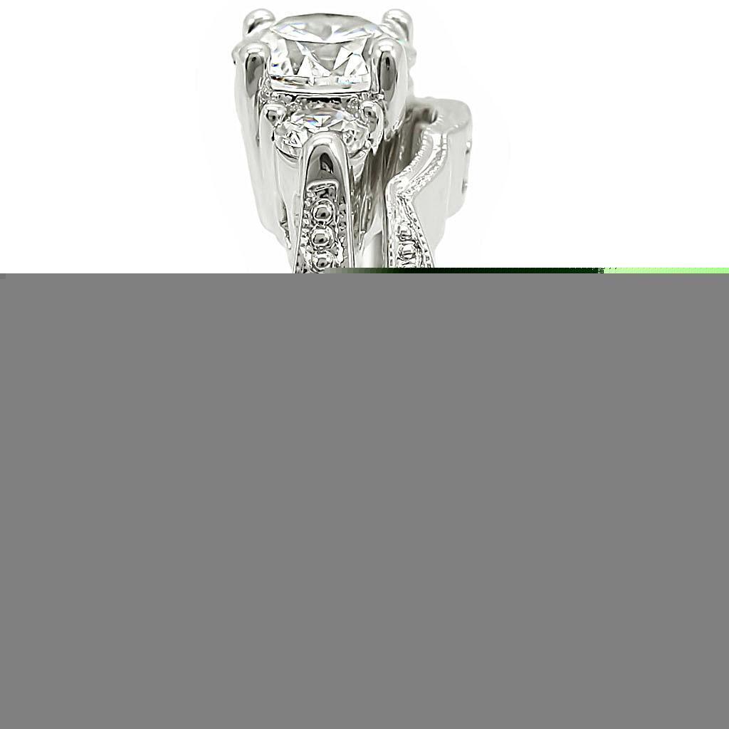 Rhodium Brass Ring with AAA Grade CZ in Clear Size 5