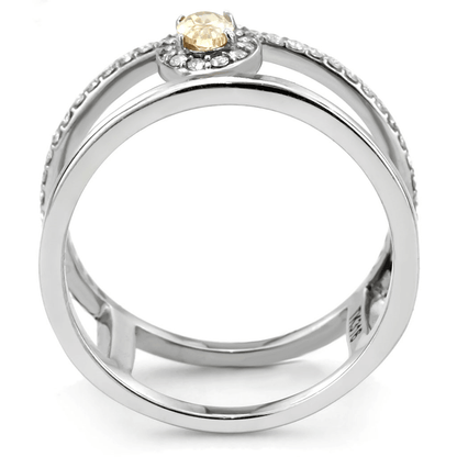 High polished Stainless-Steel Ring with AAA Grade CZ in Champagne