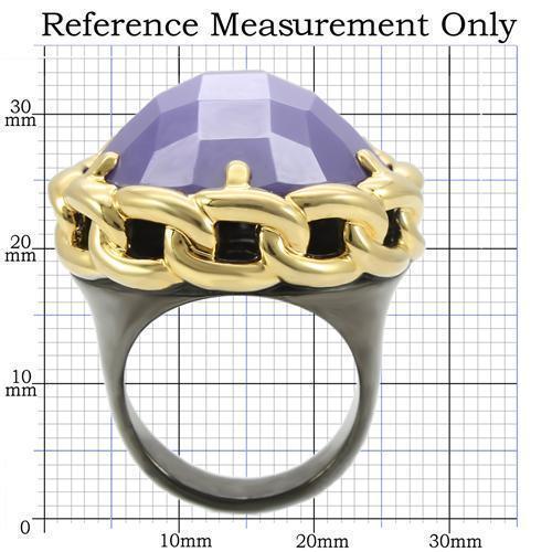 Gold+Ruthenium Brass Ring with Milky CZ  in Tanzanite Size 7