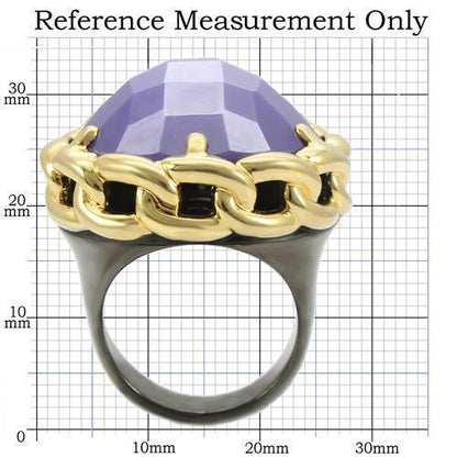 Gold+Ruthenium Brass Ring with Milky CZ  in Tanzanite Size 7