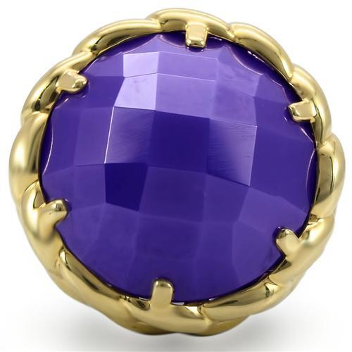 Gold+Ruthenium Brass Ring with Milky CZ  in Tanzanite Size 7