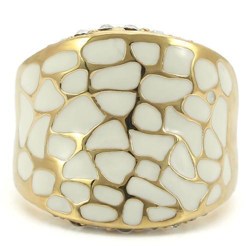 Gold Brass Ring with Top Grade Crystal in Clear