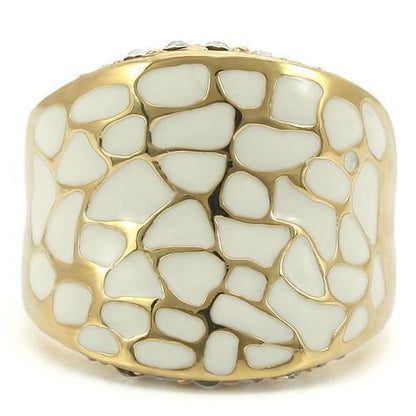 Gold Brass Ring with Top Grade Crystal in Clear