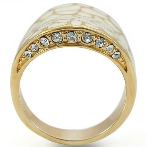Gold Brass Ring with Top Grade Crystal in Clear