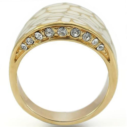Gold Brass Ring with Top Grade Crystal in Clear