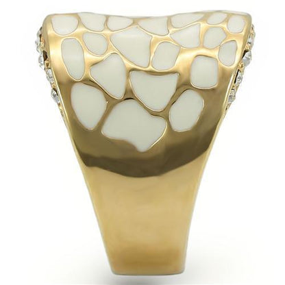 Gold Brass Ring with Top Grade Crystal in Clear