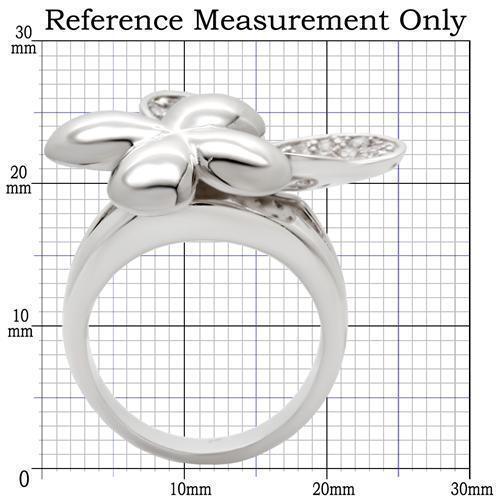 0W147 - Rhodium Brass Ring with AAA Grade CZ in Clear Size 6