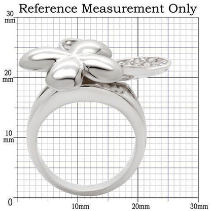 0W147 - Rhodium Brass Ring with AAA Grade CZ in Clear Size 6