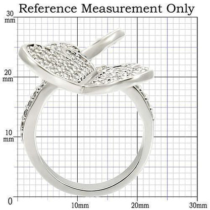 Rhodium Brass Ring with AAA Grade CZ  in Clear Size 5