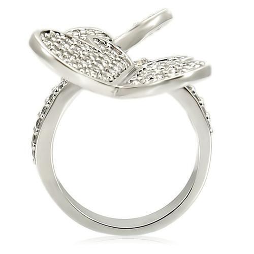 Rhodium Brass Ring with AAA Grade CZ  in Clear Size 5