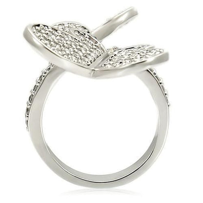 Rhodium Brass Ring with AAA Grade CZ  in Clear Size 5