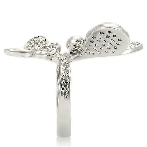 Rhodium Brass Ring with AAA Grade CZ  in Clear Size 5