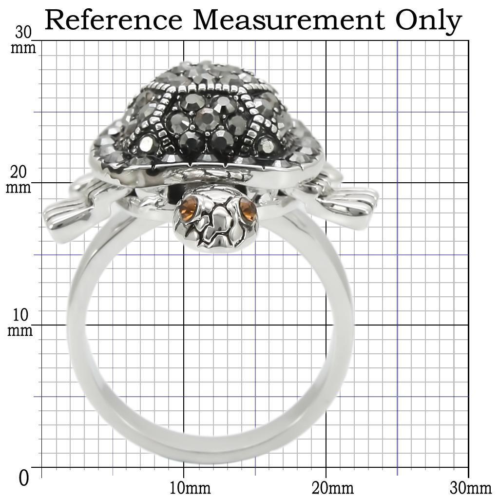 Rhodium Brass Ring with Top Grade Crystal  in Multi Color Size 6