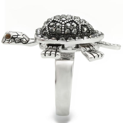 Rhodium Brass Ring with Top Grade Crystal  in Multi Color Size 6