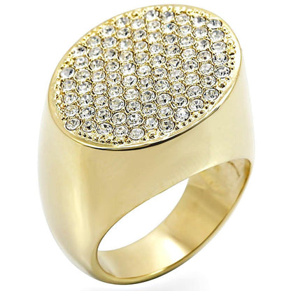 Gold Brass Ring with Top Grade Crystal in Clear