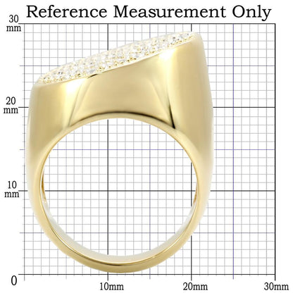 Gold Brass Ring with Top Grade Crystal in Clear