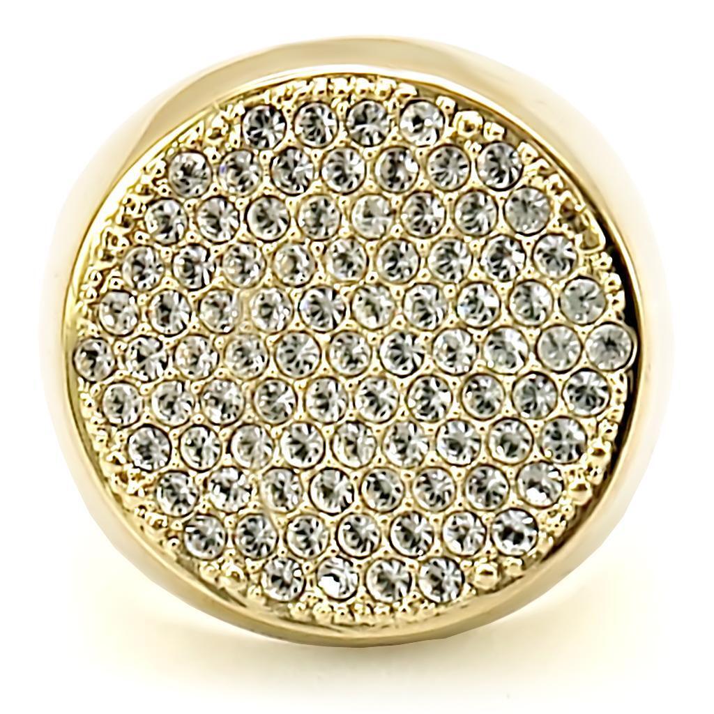 Gold Brass Ring with Top Grade Crystal in Clear