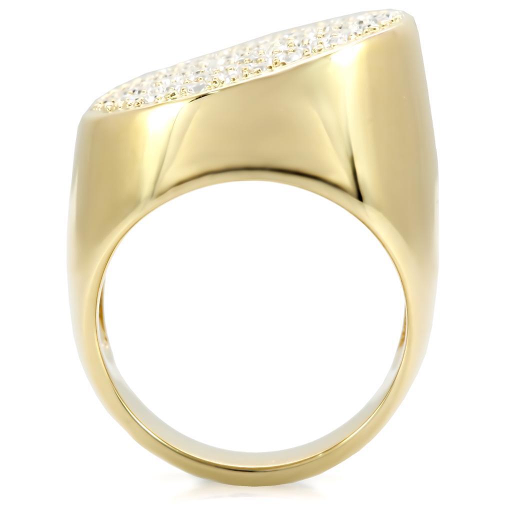 Gold Brass Ring with Top Grade Crystal in Clear