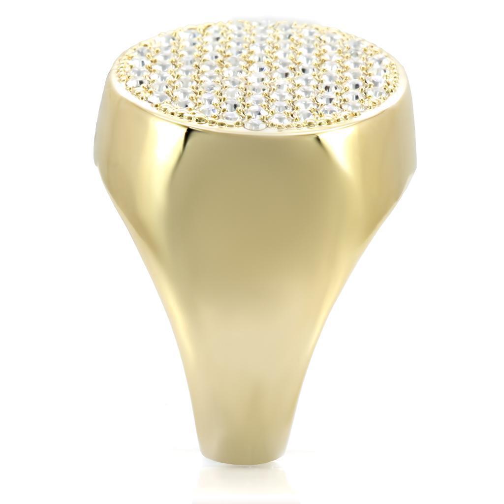 Gold Brass Ring with Top Grade Crystal in Clear