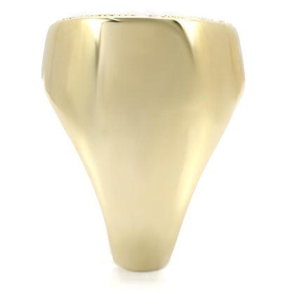 Gold Brass Ring with Top Grade Crystal in Clear