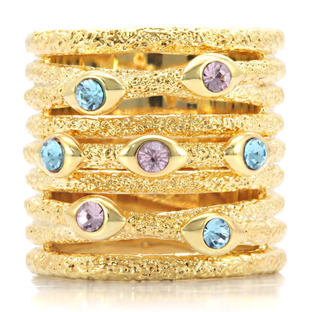 Gold Brass Ring with Top Grade Crystal in Multi Color