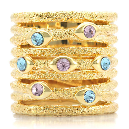 Gold Brass Ring with Top Grade Crystal in Multi Color