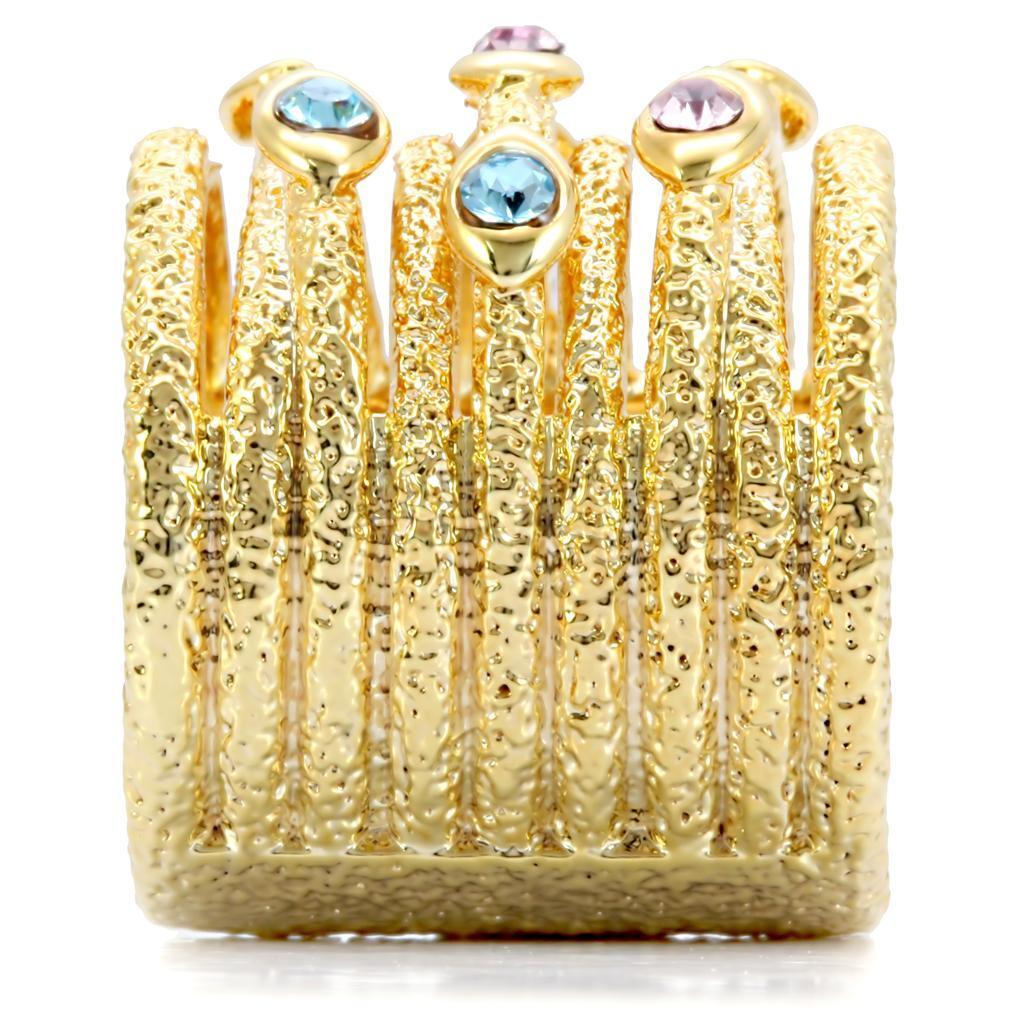 Gold Brass Ring with Top Grade Crystal in Multi Color