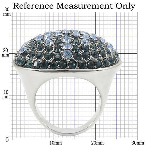 Rhodium + Ruthenium Brass Ring with Top Grade Crystal in Light Sapphire Size 5