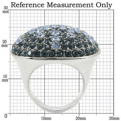 Rhodium + Ruthenium Brass Ring with Top Grade Crystal in Light Sapphire Size 5