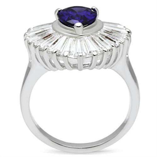 Silver 925 Sterling Silver Ring with AAA Grade CZ  in Tanzanite