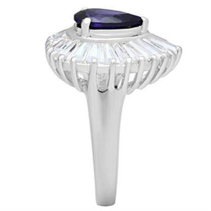 Silver 925 Sterling Silver Ring with AAA Grade CZ  in Tanzanite