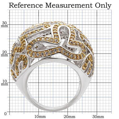 Reverse Two-Tone Brass Ring with AAA Grade CZ in Topaz