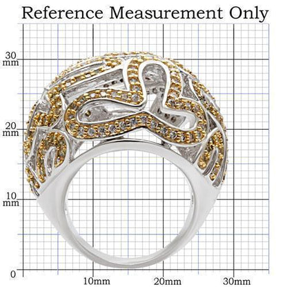 Reverse Two-Tone Brass Ring with AAA Grade CZ in Topaz