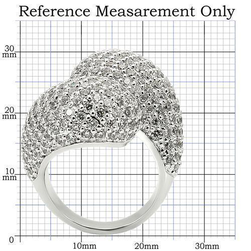 0W216 - Rhodium Brass Ring with AAA Grade CZ  in Clear Size 7