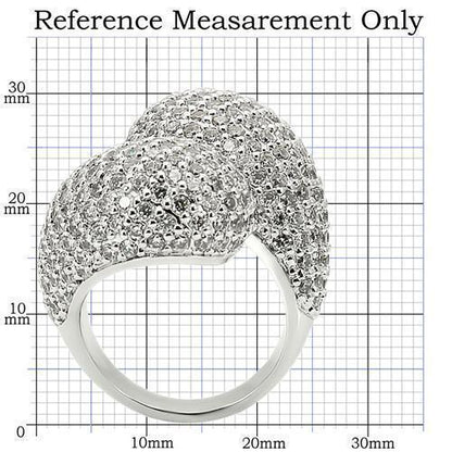0W216 - Rhodium Brass Ring with AAA Grade CZ  in Clear Size 7