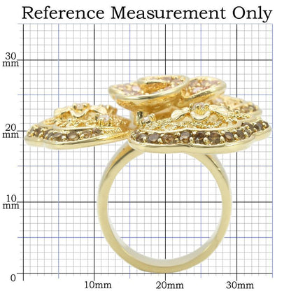 Gold Brass Ring with AAA Grade CZ in Multi Color