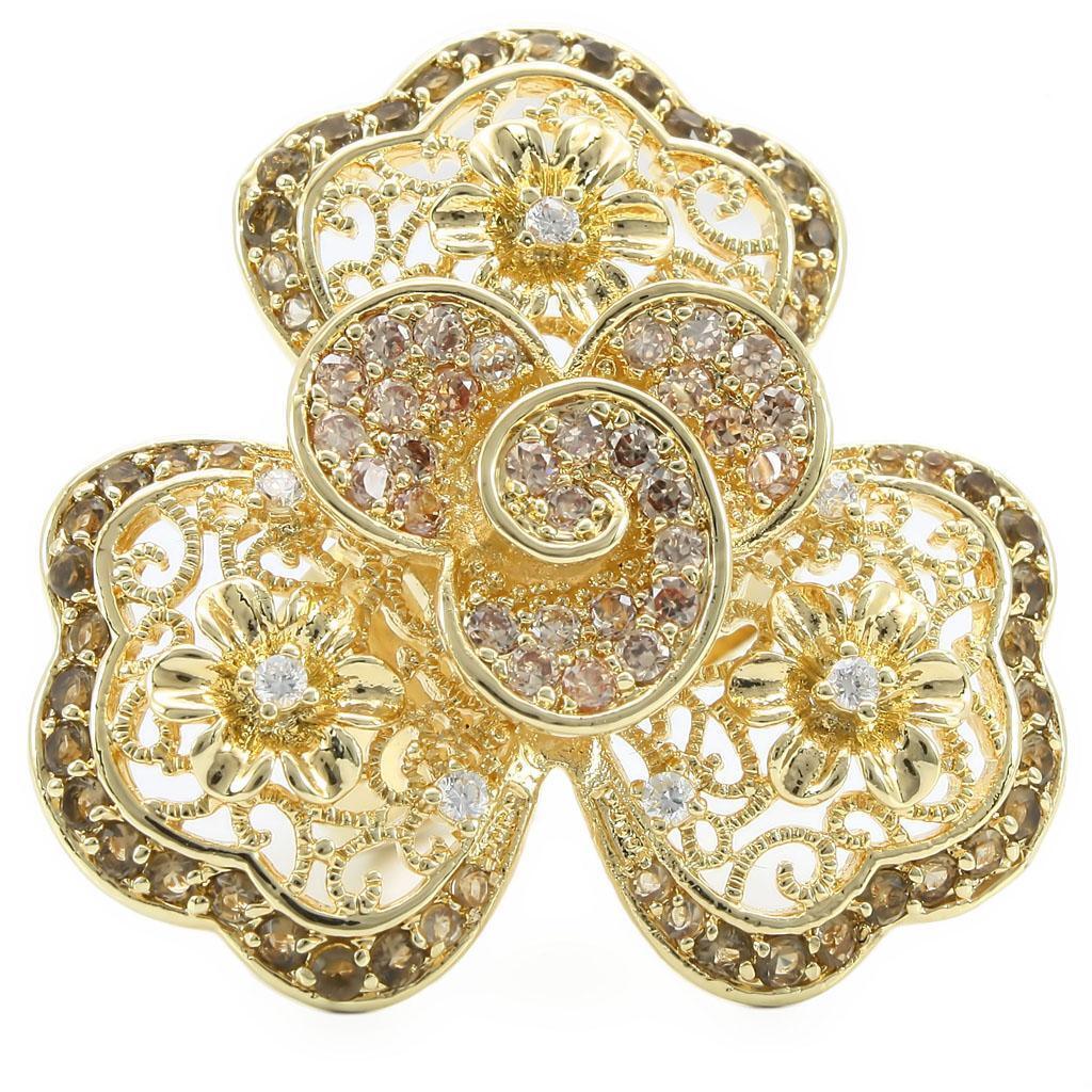 Gold Brass Ring with AAA Grade CZ in Multi Color