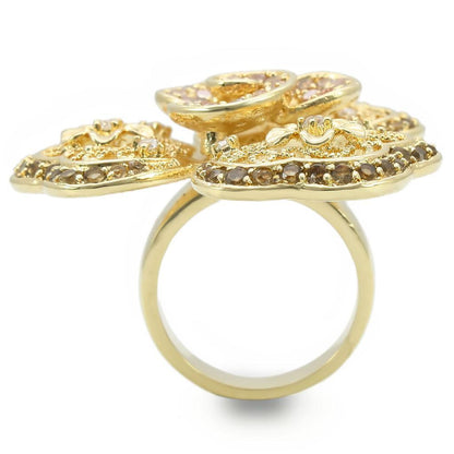 Gold Brass Ring with AAA Grade CZ in Multi Color