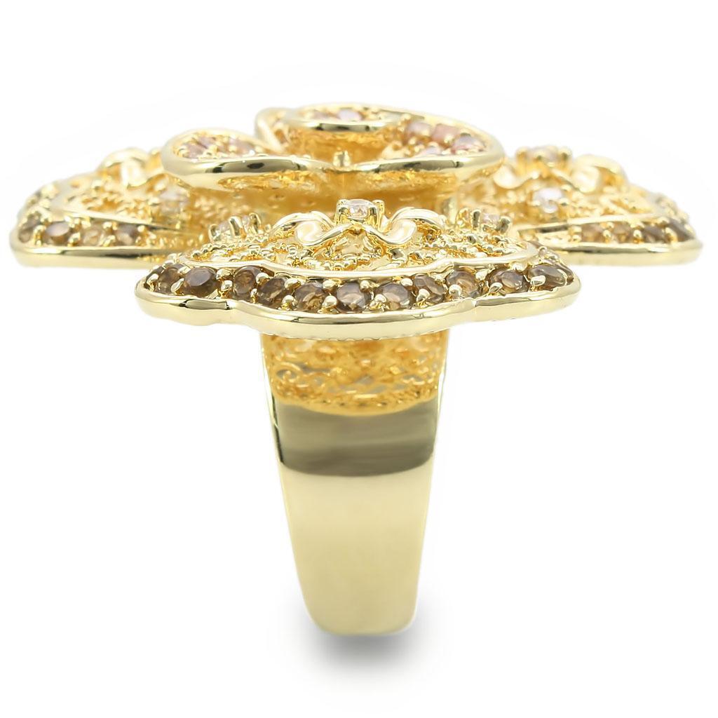Gold Brass Ring with AAA Grade CZ in Multi Color