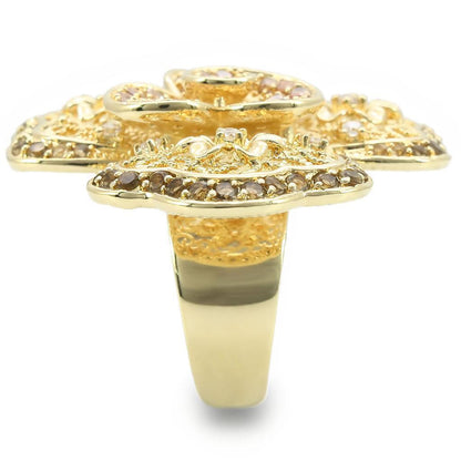 Gold Brass Ring with AAA Grade CZ in Multi Color