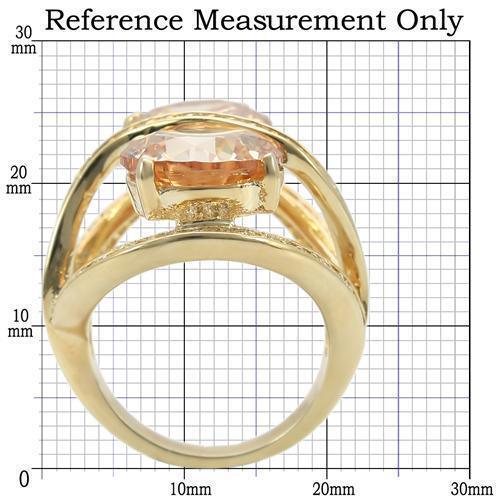 Gold Brass Ring with AAA Grade CZ in Champagne Size 10