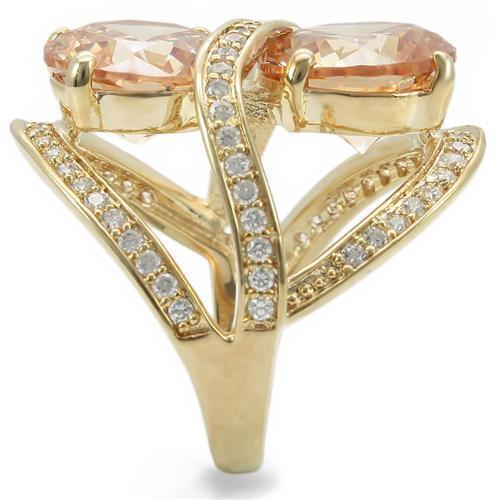 Gold Brass Ring with AAA Grade CZ in Champagne Size 10